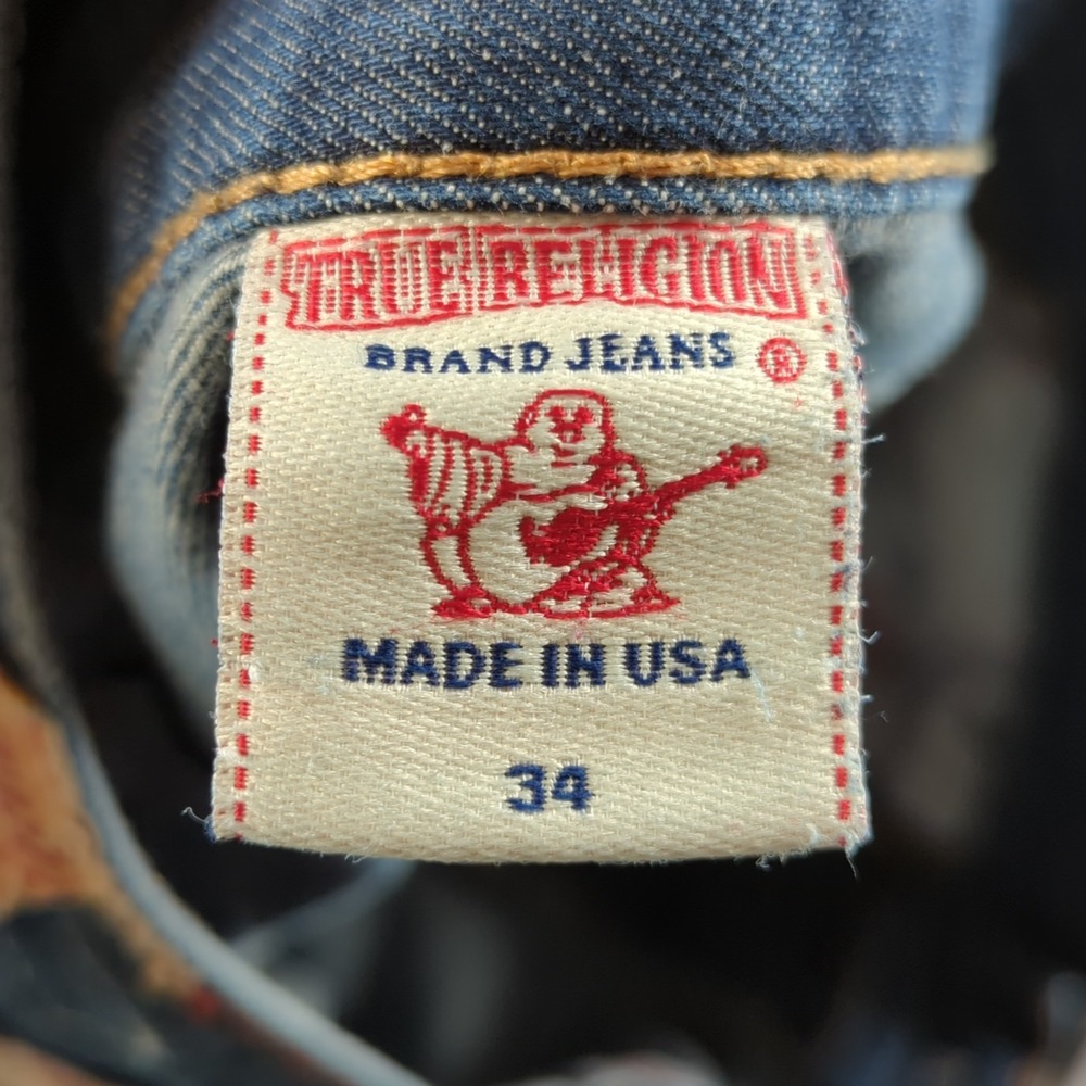 Vintage True Religion Cut Off Shorts Mens 34 Blue Billy Raw Frayed Hem USA - Picture 4 of 11